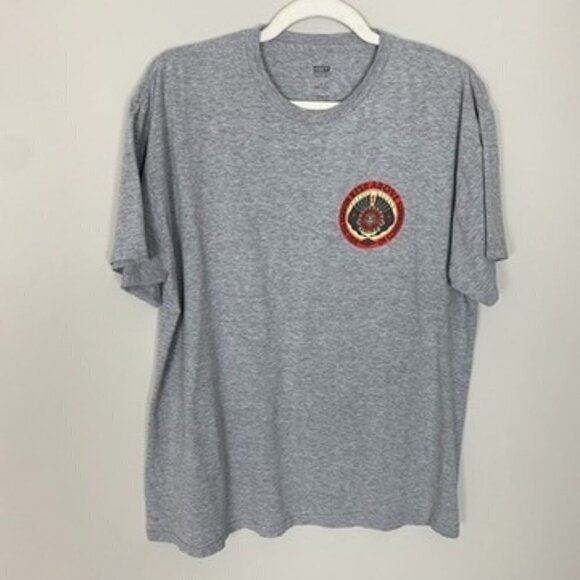 Obey Rise Above Reverse the Tide Graphic T Shirt Grey Red Mens Large - Picture 1 of 6